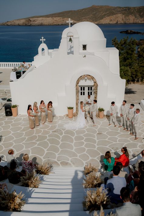 Greek Chapel Wedding, Mykonos Greece Wedding, Mamma Mia Wedding Ideas, Mama Mia Inspired Wedding, Mamma Mia Wedding Aesthetic, Mama Mia Wedding Aesthetic, Greece Wedding Aesthetic, Mama Mia Wedding, Greece Wedding Venues