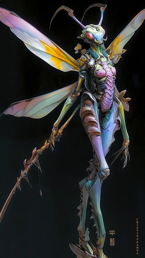 Insect Hybrid Art, Bug Humanoid, Aliens Concept Art, Humanoid Insect, Insect People, Insect Woman, Insect Character Design, Fantasy Insect Humanoid, Insect Race Fantasy Art