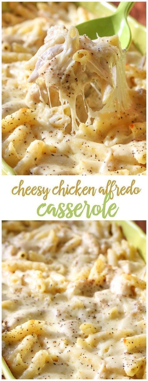 DELICIOUS Cheesy Chicken Alfredo Casserole - one of our favorite dinner recipes! Cheesy Chicken Alfredo, Alfredo Casserole, Chicken Alfredo Casserole, Resep Pasta, Chicken Alfredo Pasta, Favorite Dinner, Favorite Recipes Dinner, Chicken Alfredo, Cheesy Chicken