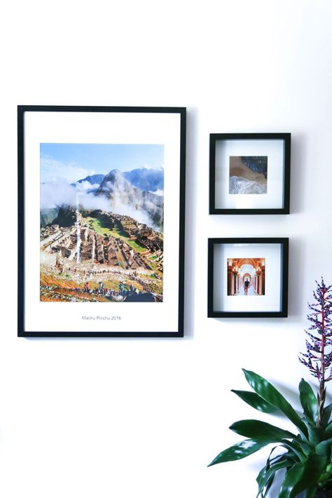 Decorating With Vacation Photos, Framed Travel Photos Wall Art, Framing Travel Photos, How To Display Travel Photos, Displaying Travel Photos, Travel Photo Display Ideas, Travel Photo Wall Ideas, Travel Picture Wall, Display Travel Photos