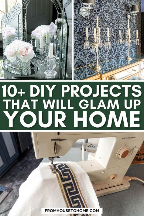 10+ DIY Glam Home Decor Ideas You'll Want To Try Diy Upscale Home Decor, Diy Classy Home Decor, Crystal Home Decor Interior Design, Glam Decor Diy Bedroom, Bougie Home Decor, Hollywood Glam Home Decor, Art Deco Bedroom Ideas Interior Design, Old Hollywood Bedroom Decor, Farmhouse Glam Decor Living Room