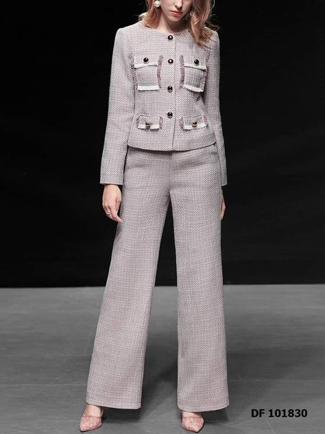 Tweed Coords Outfit, Tweed Outfits, Tweed Fashion, Coat And Pants, Tweed Dresses, Co Ords Outfits, Vest Design, Moda Chanel, Fashion Dresses Formal