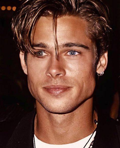 Retros Rad on Instagram: “Baby Brad📷 Follow @retrosrad” Best Jawline, Brad Pitt Hair, Good Jawline, 90s Actors, Mens Haircuts Fade, 90s Hairstyles, How To Look Handsome, Instagram Baby, Hottest Guy Ever