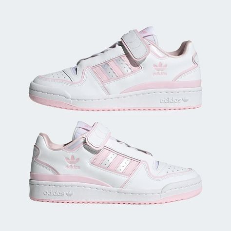 Pink And White Adidas, Pink Adidas Shoes, Silk Maison, Adidas White Shoes, Adidas Forum, Adidas Shoes Women, Shoe Inspo, Swag Shoes, Basketball Sneakers