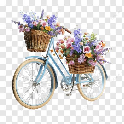 cruising in color a bicycle with baskets full of blooms bike petal blossom png Portrait Background, Flower Basket, Blossom, Bicycle, Bike, Clip Art, Flowers, Color