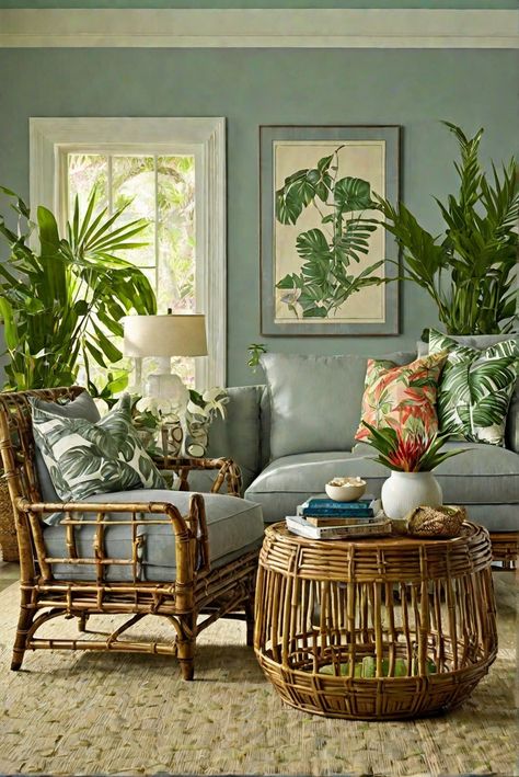 Tropical Escape: Bring the Tropics Home with Sherwin Williams Comfort Gray! - HOME CABINET EXPERT Sherwin Williams Comfort Gray, Cottage Coastal Decor, Tropical Chic Decor, Antique Furniture Living Room, Caribbean Decor, Turquoise Room, Tropical Interiors, Solid Wood Kitchen Cabinets, Solid Wood Kitchens