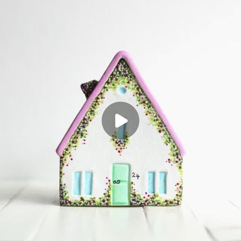 Maive Ferrando on Instagram: "🌼 Happy Sunday! 🌼 The biggest little air dry clay house I made to date, measuring 6cm high. 🌼www.maiveferrando.com #littleclayhouse #handmade #sculpting #housesculpture #airdryclayhouse #clay #clayornaments #clayart #handcrafted #manualidades #artesanal #artist #artisanal #naiveart #painting #creating #art #arte #kunst #arttherapy #pink #minihouse #tinyhouse #craftsmanship #tinyhome #cabin #illustrationinspired #crafts #artsandcrafts #claysculpture" Air Dry Clay Houses Diy, Air Dry Clay Houses, Diy Air Dry Clay Fairy House, Clay House Art Project, Air Dry Clay House Ornament, Maive Ferrando, Clay House Incense Holder, Clay Diys, Clay Houses Buildings Ceramic Art