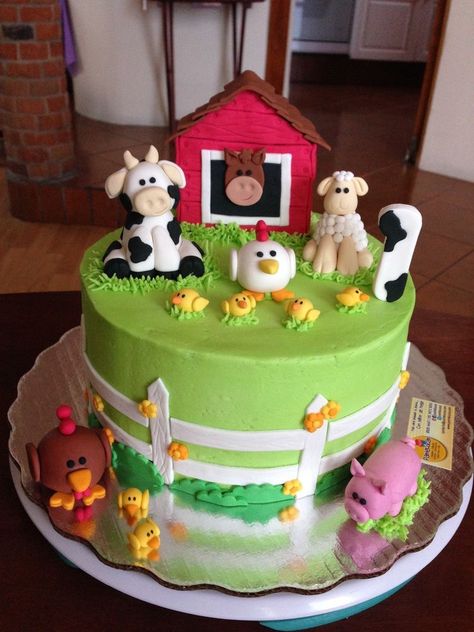 Farm Birthday Cakes, Barn Cake, Farm Animal Cakes, Barnyard Birthday Party, Animal Birthday Cakes, Farm Theme Birthday, Farm Animal Party, Farm Baby Shower, Farm Animals Birthday Party