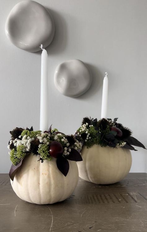 These DIY Pumpkin Candle Holders Are the Perfect Centerpiece to Any Fall Table - NewsBreak Pumpkin Centerpieces Diy, Baby Shower Ideas Decorations, Little Pumpkin Baby Shower Ideas, Pumpkin Baby Shower Ideas, Diy Pumpkin Candle, Pumpkin Table Centerpiece, Baby Shower Decoration Ideas, Fall Candles Diy, Pumpkin Candle Holder