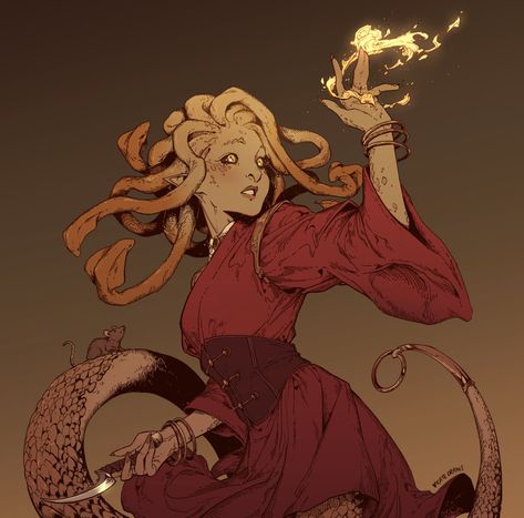 Snake Character Design, Snake Lady, Drawing Women, Medusa Art, Dnd Characters, Fantasy Character Design, Snakes, Pretty Art, Character Design Inspiration