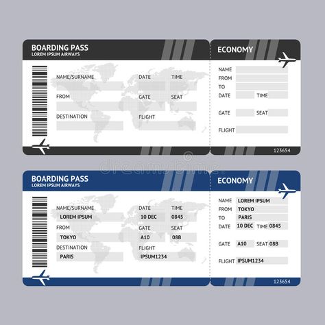 Airplane Background, Ticket Template Printable, Ticket Template Free, Surprise Vacation, Boarding Pass Template, Printable Tickets, Airline Ticket, Ticket Design, Airplane Tickets