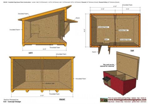 Cold Weather Dog House Plans | BradsHomeFurnishings Dog House Plans Insulated, Insulated Dog House Plans, Dog House Diy Outdoor, Dog House Design, Double Dog House, Heated Dog House, Large Dog House Plans, Winter Dog House, Dog House Plan