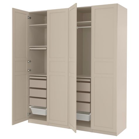 PAX / FLISBERGET wardrobe combination, gray-beige/gray-beige, 783/4x235/8x931/8" - IKEA