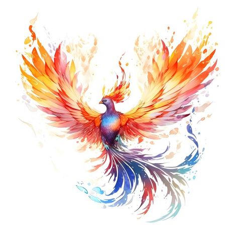 Vector rainbow colored fire phoenix on a... | Premium Vector #Freepik #vector #bird-pattern #bird-illustration #art #phoenix Watercolor Phoenix Tattoo, Ako Kresliť, Digital Art Programs, Phoenix Tattoo Design, Phoenix Bird, Phoenix Tattoo, Colorful Bird, Mors Dag, Art Programs