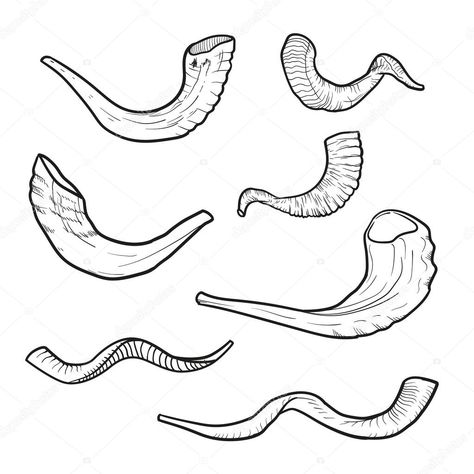 Horn Tattoo, Shofar Horn, Hebrew Words, Horn, Stock Illustration, Doodles, Tattoos, Drawings, Art