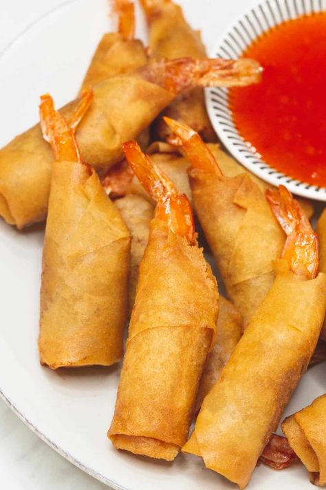 Shrimp Lumpia Recipe - Recipes by Nora Shrimp Lumpia Recipe, Shrimp Lumpia, Easy Lumpia Recipe, Lumpia Recipe Filipino, Bangus Recipe, Fried Whole Fish, Dinner Crepes, Phillipino Food, Lumpia Recipe