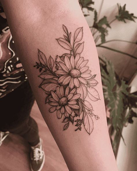 Daisy Tattoo Design Images (Daisy Ink Design Ideas) Daisy Tattoo Stencil, White Daisy Tattoo, Daisy Flower Tattoo, Daisy Tattoo Designs, Daisy Flower Tattoos, Butterfly Tattoos For Women, Western Tattoos, Daisy Tattoo, Flower Tattoo Arm