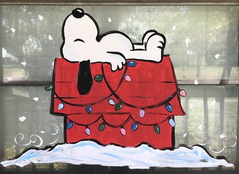 Snoopy Window Painting, Bgc Winter, Winter Windows, Christmas Chalkboard Art, Painted Window Art, Window Paint, Painted Windows, Christmas Window Painting, Dog Window