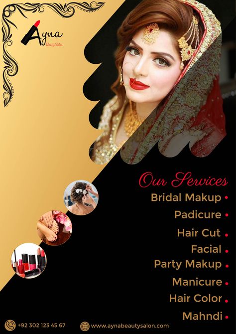 Beauty Salon Poster Design Ideas, Beauty Parlour Offer Poster, Parlour Names, Parlour Design, Makeup Poster, Beauty Salon Posters, Salon Logo Design, Beauty Parlour, Bridal Makeover