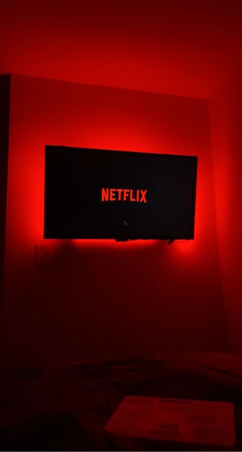 Red Led Lights Bedroom, Red Led Aesthetic, Red Led Lights Aesthetic, Red Led Lights Bedroom Aesthetic, Neon Bedroom Aesthetic, Red Lights Bedroom, Lights Behind Tv, Led Lights Bedroom Aesthetic, Led Tv Wall