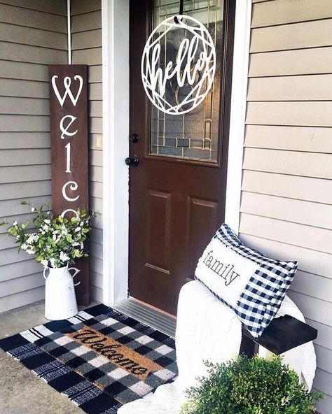 Hello Sign - Monogram Market Farmhouse Front Porch Ideas, Small Porch Decorating, Hanger For Wall, Porch Styles, Summer Porch Decor, Nora Fleming, House Front Porch, Front Porch Ideas Australia, Front Porch Design