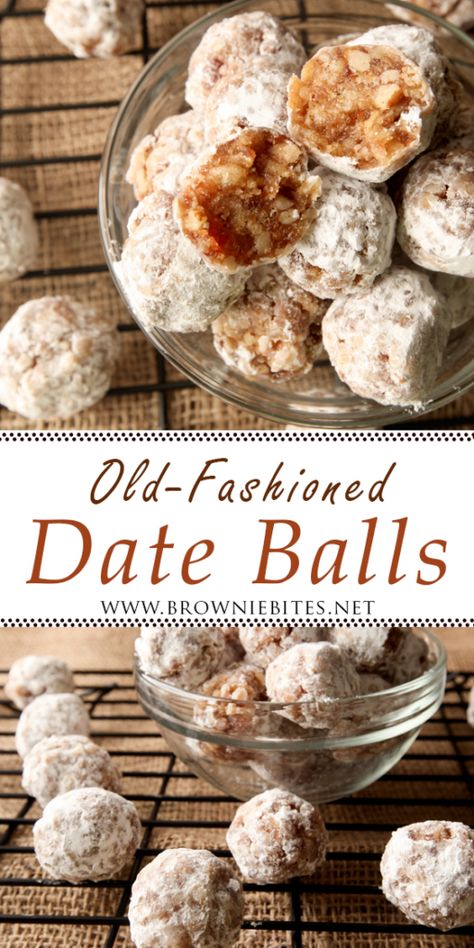 Old-Fashioned Date Balls - Brownie Bites Blog Date Treats, Date Balls Recipe, Coconut Date Balls, Date Balls, Food Advice, Brownie Bites, Balls Recipe, Festive Holiday, Food App