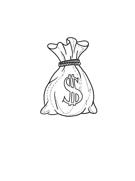 Money Bag Drawing Tattoo, Money Bag Outline, Moneybag Tattoos Stencil, Money Bag Stencil, Money Tattoo Stencil, Money Bag Tattoo Stencil, Money Bag Tattoo Design, Money Tattoo Ideas, Money Tattoo Designs