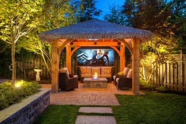 extreme backyards | 10 Extreme Backyards That Look Too Good To Be True (PHOTOS) Pergola Walkway, Chalet Modern, Backyard Movie Theaters, Design Per Patio, Gazebo Lighting, Tropical Patio, Outdoor Cabana, Tropical Backyard, Backyard Movie