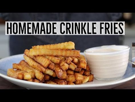 (8) Homemade Crinkle Fries- Crispy and Delicious - YouTube Crispy Home Fries Recipe, Crunchy Fries Recipe, Homemade Crinkle Fries, Crinkle Fries In Air Fryer, Homemade Curly Fries In Oven, Crinkle Fries, Crustless Pizza, Crinkle Cut Fries, Farm Stuff