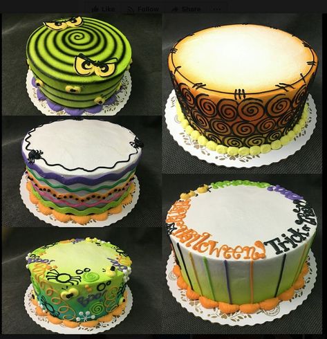 Buttercream Halloween Cakes, 8 Inch Round Halloween Cakes, Round Halloween Cakes, Halloween Round Cakes, Halloween Buttercream Cake, Stork Cake, Holiday Cake Decorating, Halloween Cake Design, Halloween Sugar Cookies Decorated