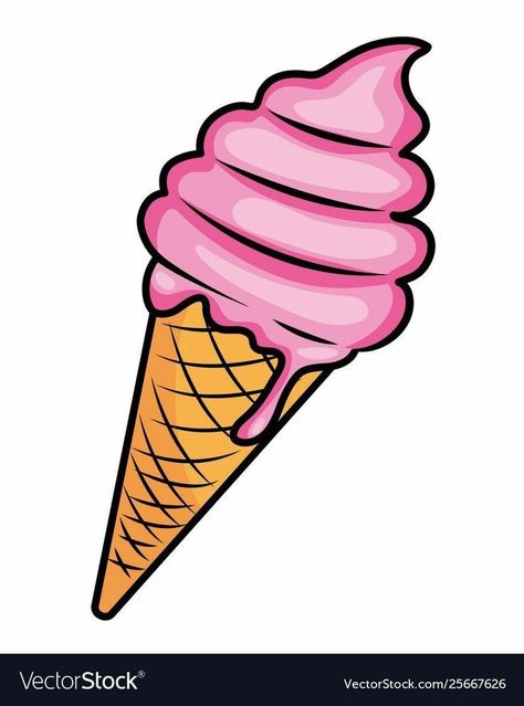 Ice Cream Vector Illustration, Vector Ice Cream, Ice Cream Cartoon Cute, Ice Cream Pop Art, Ice Cartoon, Ice Cream Drawing, Ice Cream Graphic, Cartoon Ice Cream, Ice Cream Cartoon