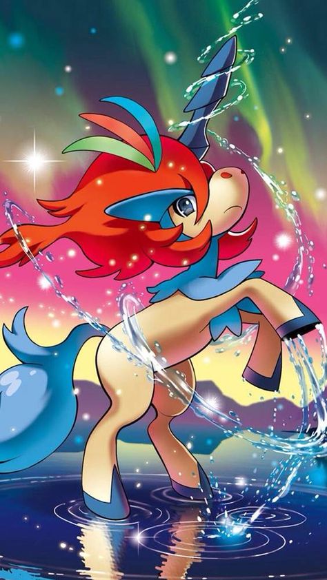 It's Keldeo, the youngest member of the Swords of Justice. Despite its power, is reckless and arrogant, and tend to try and take on challenges that are beyond its level. It tends to cross the world, and often appears at beautiful waterfronts. It can walk across water by ejecting water from its hooves. When it becomes resolute, it's fills with power and can use Secret Sword, which help it change its form permanently to Resolute Forme and become an official member of the Swords of Justice. Luxray Pokemon, Pokemon Photo, Pokemon Team, Mythical Pokemon, Pikachu Art, Pokemon Backgrounds, Mega Pokemon, Cool Pokemon Wallpapers, Pikachu Wallpaper