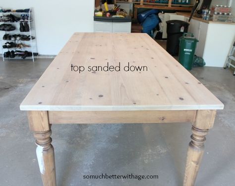 Refinish Table Top, World Market Dining Table, Table Refinishing, Pine Dining Room, Refinished Table, Dining Room Table Makeover, French Farmhouse Dining Table, Old Tables, Wood Refinishing