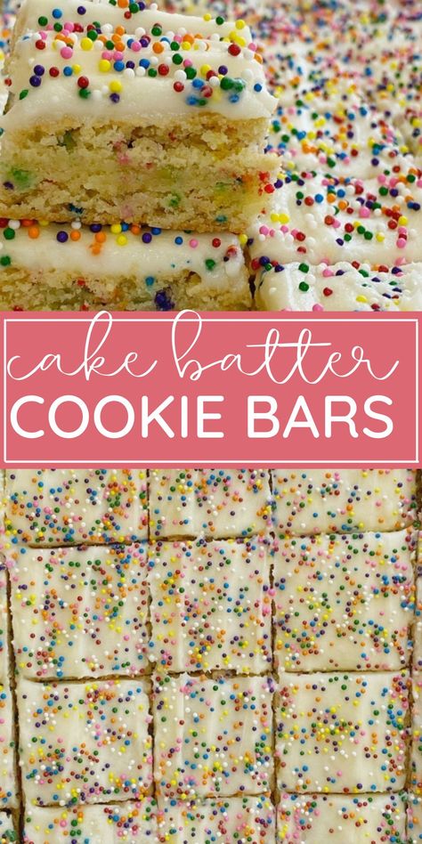 Recipes With Cake Batter Extract, Pastel, Cake Mix Squares, Desserts With Funfetti Cake Mix Boxes, Funfetti Cake Bars, Confetti Cookie Bars, Funfetti Blondies Cake Mixes, Funfetti Brownie Bars, Birthday Cookie Bars