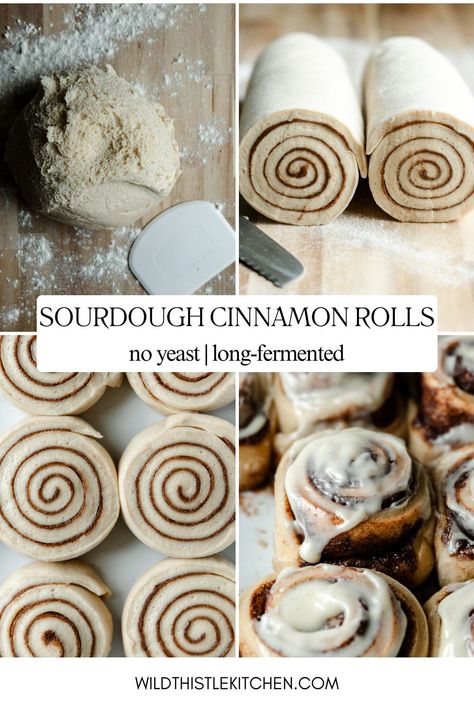 If you have been searching for a true Sourdough Cinnamon Roll - long-fermented, slightly tangy, and no commercial yeast - then look no further. These cinnamon rolls feature a tender, vanilla-scented dough, an ooey gooey buttery cinnamon filling, and a delicious cream cheese glaze. They are so fragrant and flavorful and such a fun way to use that bubbly sourdough starter! #sourdoughcinnamonrolls #sourdoughcinnamonrollsovernight Sourdough Cinnamon Rolls Little Spoon, Cinnamon Rolls Homemade With Sourdough Starter, Country Road Sourdough Cinnamon Rolls, Selling Sourdough Starter, Pantry Mama Sourdough Cinnamon Rolls, Sour Dough Rolls Using Discard, Sour Dough Cinnamon Roll, Farmhouse On Boone Sourdough Cinnamon Rolls, Apple Pie Sourdough Cinnamon Rolls