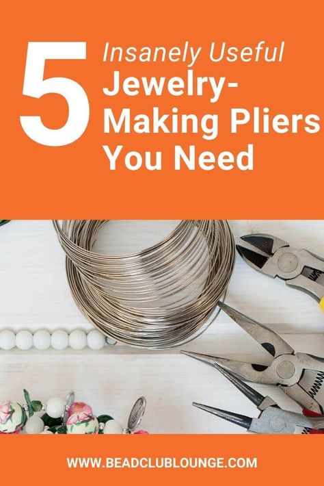 Here's a list of five pliers you need for jewelry-making. These tools are incredibly useful to have on hand and make the process of creating beaded jewelry even easier and more fun. #jewelrypliers #tbcl Beading Tips, Beaded Jewelry Making, Beaded Projects, Beaded Jewelry Pattern, Make Bracelets, Bead Weaving Tutorials, Chain Nose Pliers, Jewelry Pliers, Paper Earrings