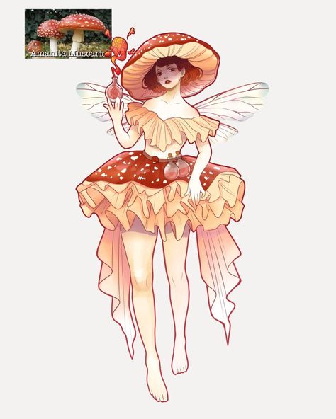 Hannah Alexander Artwork, Hannah Alexander, Mushroom Outfit, Mushroom Costume, Fairy Cosplay, Fairy Drawings, Mushroom Drawing, Mushroom Fairy, Clothing Design Sketches