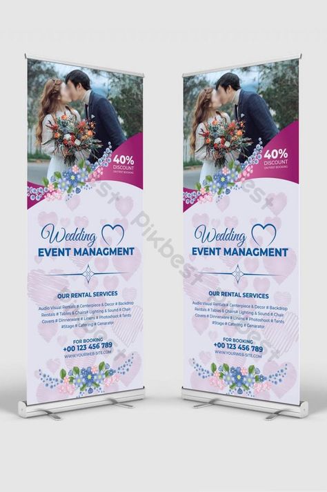 Wedding Event Managment Roll Up Banner or Pull Up Signage Banner Template Design#pikbest#Templates#Signage Wedding Banner Design Background, Event Banner Design, Wedding Banner Design, Event Planning Branding, Roll Up Design, Banner Wedding, Roll Up Banner, Wedding Backdrop Design, Event Banner