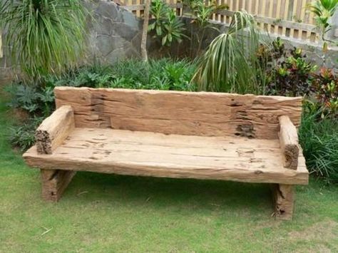 Outdoor benches are beautiful garden decorations that blend gorgeous designs and textures, surprise with original combinations of materials and offer functional pieces of outdoor furniture, ideal for porches, pool patios, and green lawns Rustic Outdoor Benches, Log Benches, Rustic Wood Bench, Diy Bank, Log Bench, Teak Garden Bench, Rustic Outdoor Furniture, Wood Bench Outdoor, Wooden Garden Benches