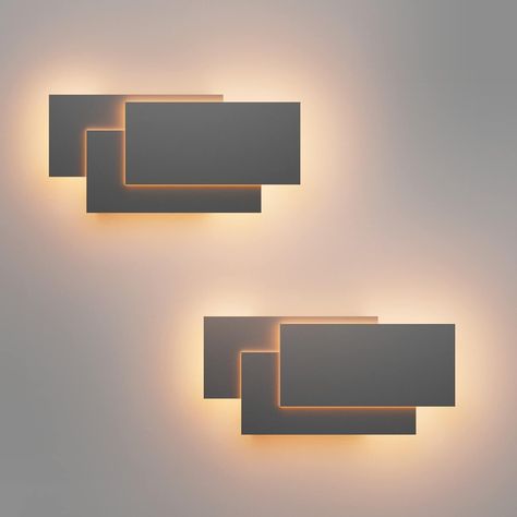 Klighten 2 Pack LED Wandleuchten Innen 24W Mordern Wandlampe LED Wandbeleuchtung für Wohnzimmer Schlafzimmer Treppenhaus Korridor Flur Warmweiß 3000K, Dunkelgrau [Energieklasse G] La Source, Self Service, Led Lampe, Style Moderne, Led Color, Appliques, 2 Pack, Eco Friendly, Led