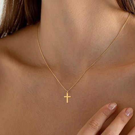 Cross Necklace Simple, Dainty Cross Necklace, Turquoise Cross Pendant, Tiny Necklace, Stainless Steel Cross Pendant, Gold Jewelry Gift, Pendant Necklace Simple, Turquoise Cross, Woman's Fashion