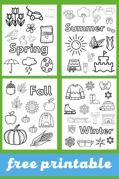 Seasons Unit Kindergarten, Four Seasons Lesson Plan Kindergarten, The Four Seasons Preschool Lesson Plans, Seasons Kindergarten Printables, Seasons Activity Kindergarten, Summer Season Activity For Preschool, Learning About Seasons Kindergarten, 4 Seasons Activity Kindergarten, Seasons Lessons Preschool