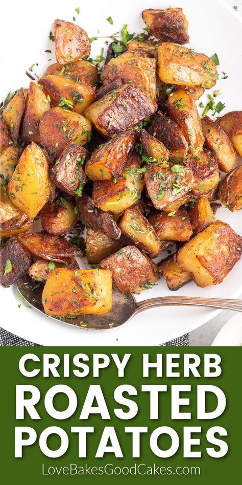 Potato Roasted Crispy, Crispy Seasoned Potatoes, Roasted Potatoes In Oven Easy, Diced Roasted Potatoes In Oven, Roasted Potatoes In Oven Crispy, Herb Crusted Potatoes, Seasoned Baked Potatoes, Crispy Yellow Potatoes, Parsley Potatoes Stovetop