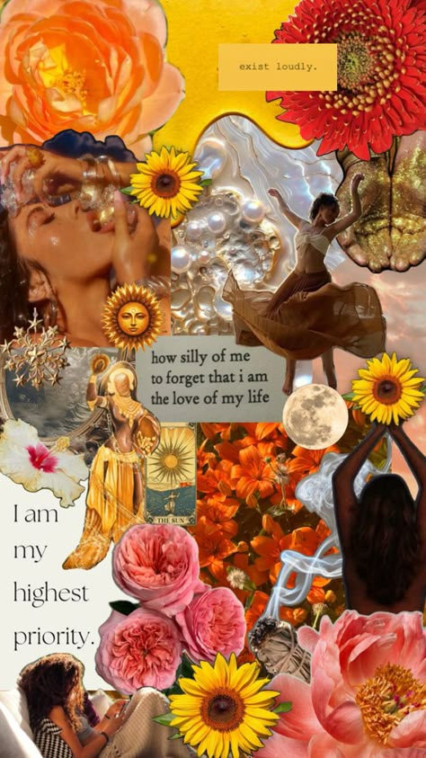 feminine energy, yellow and gold aesthetic, summer, sunflower, flowers, divine goddess energy, ethereal, self love, spiritual Goddess Phone Wallpaper, Divine Feminine Aesthetic, Vision Collage, Feminine Wallpaper, Love Spiritual, Goddess Aesthetic, Summer Sunflower, Spiritual Wallpaper, Divine Goddess