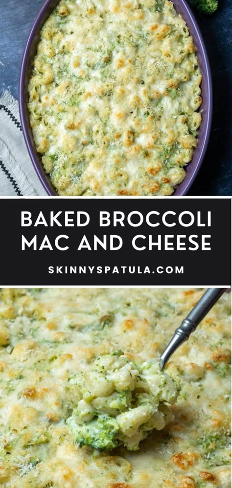 Baked Broccoli Macaroni and Cheese – Skinny Spatula Mac And Cheese Broccoli Recipe, Baked Broccoli Mac And Cheese Recipe, Macaroni And Cheese With Broccoli, Baked Broccoli Mac And Cheese, Broccoli Pasta Casserole, Baked Pasta Recipes Vegetarian, Broccolini Recipes, Broccoli Cheddar Pasta, Broccoli Mac And Cheese Recipe