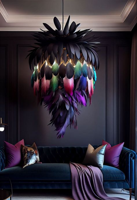 Maximalist Lighting, Fashion Living Room, Colorful Chandelier, Colourful Living Room Decor, Maximalist Interior, Elegant Living Room Decor, Colourful Living Room, Kitchen Home Decor, Deco Luminaire