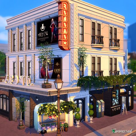 Magnolia Promenade 30x20 lot, with a jewellery store, nail salon, cafe and 2 apartments, one for a jewellery maker and the other is unfurnished. ts4builds #ts4 #showusyourbuilds #thesims4 #thesims4builds #thesims4nocc #simmersed #sims4crystalcreations #sims4jewelry #sims4build #magnoliapromenade #magnoliapromenadesims4 Sims 4 Magnolia Promenade Build, Willow Creek Renovation, Sims 4 Bar Build, Sims 4 Magnolia Promenade, Sims 4 Boutique, Sims 4 Nail Salon, Sims 4 Coffee Shop, Sims 4 Retail Store, Sims 4 Build Ideas Floor Plans