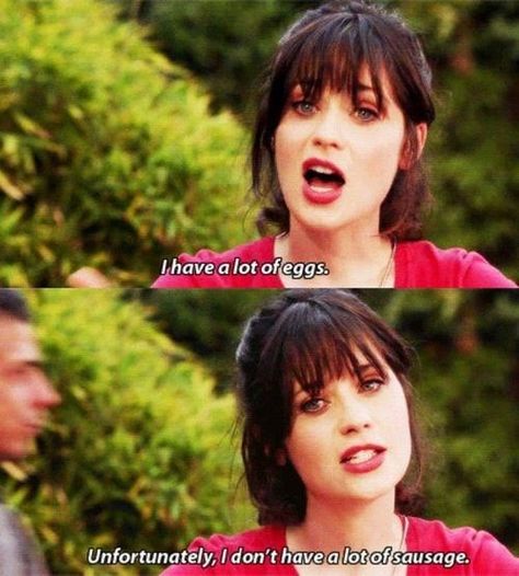 Making Babies Is Like A Country Breakfast Jess New Girl, New Girl Tv Show, Country Breakfast, New Girl Quotes, Jessica Day, Nick Miller, Tv Show Quotes, Zooey Deschanel, Girl Problems