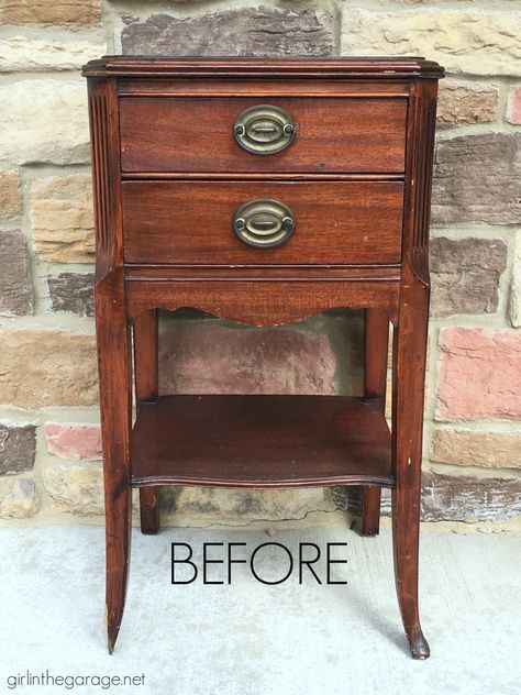 Hallway Table Ideas Entrance, Nightstand As End Table, Antique End Table Makeover, Decoupage Side Table, Side Table Restoration, Painted Bed Side Tables, Refurbished Side Table Ideas, Refinishing End Tables Diy, Painted End Tables Ideas