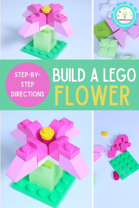 How to Build a Simple LEGO Flower with Step-by-Step Directions Simple Lego Builds Instructions, Lego Ideas To Build Easy Step By Step, Easy Lego Creations Step By Step, Lego Flowers Diy, Simple Lego Creations, Simple Lego Builds, Lego Instructions Step By Step, Lego Ideas To Build Easy, Magnet Tiles